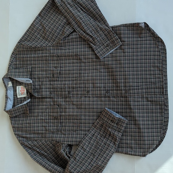 Dockers Plaid Long Sleeve Button Down Shirt LARGE Green Tan - Picture 13 of 16